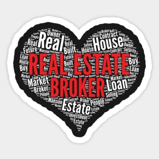 Real estate broker Heart Shape Word Cloud Design print Sticker